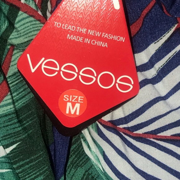 Tropical print maxi dress double split backless M - Picture 4 of 4